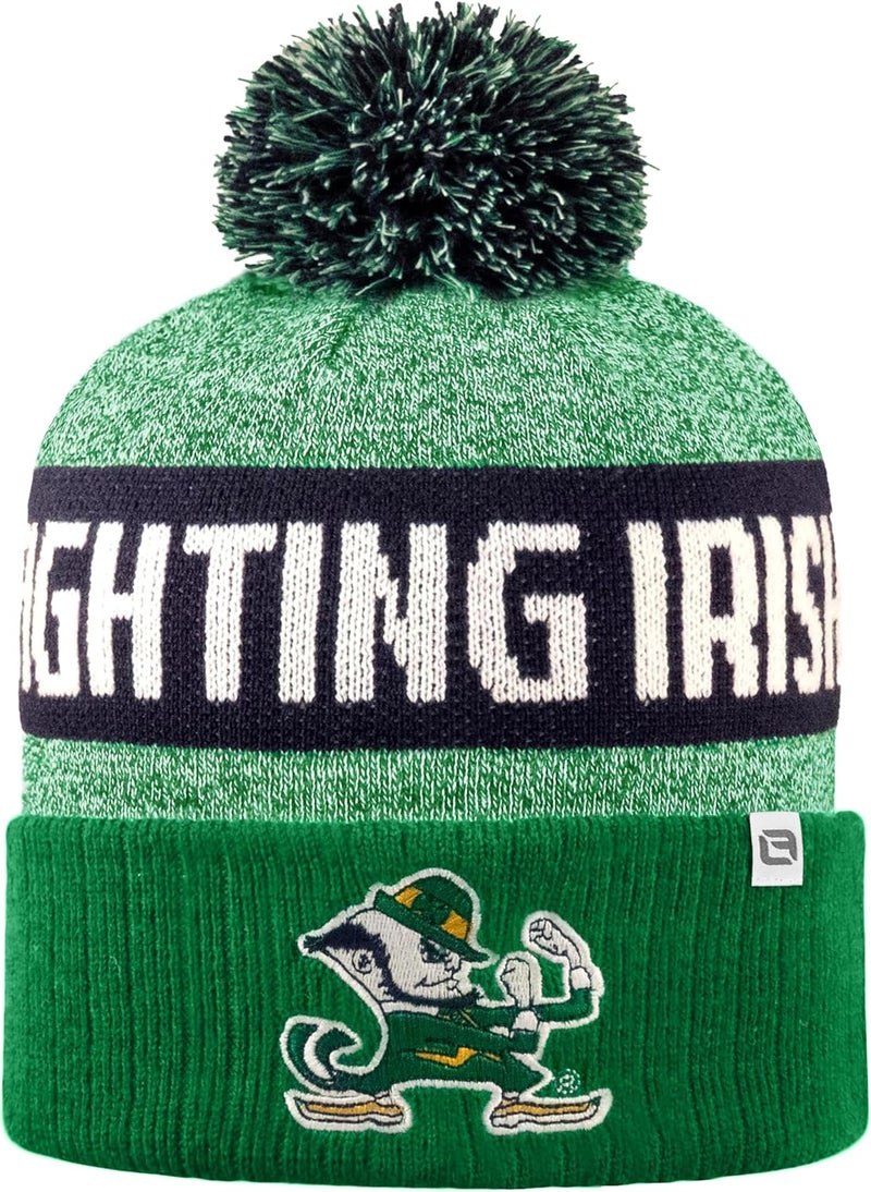 LogoFit NCAA Team Color-Embroidered Logo -Cuffed Knit Skully Beanie Pom Hat-OSFM - Image 2
